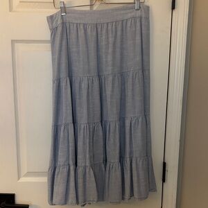 LC Lauren Conrad Light Blue Tiered Maxi Skirt - Women's L